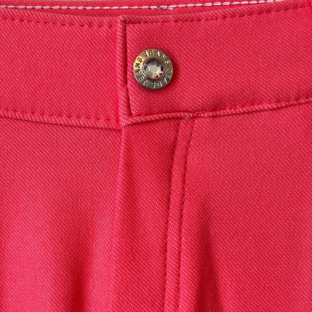 NEW Yelete Leg Wear Coral Pink Jeggings Sz M Pull On Stretch Rhinestones Barbie - Picture 6 of 7